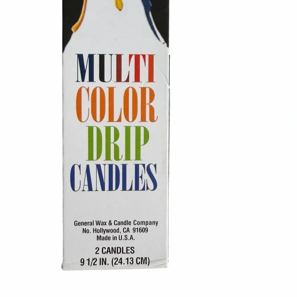 Vintage Multi Color Drip Candles 9.5” General Wax USA 2 Pack Sealed Package